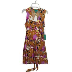 Luise Arias NWT Women's Sleeveless  Dress Golden  floral Print Size 8